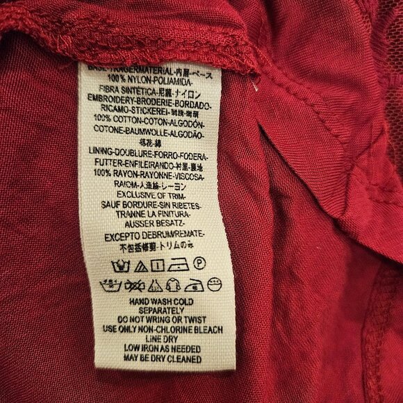 💫NWT Free People Red Floral Sheer Lace Sleeveless A-Line Mini Dress Size 0 - Picture 16 of 16